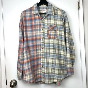 BDG Splice Brushed Oversized Cotton Flannel Shirt size XS Multi Plaid Boyfriend